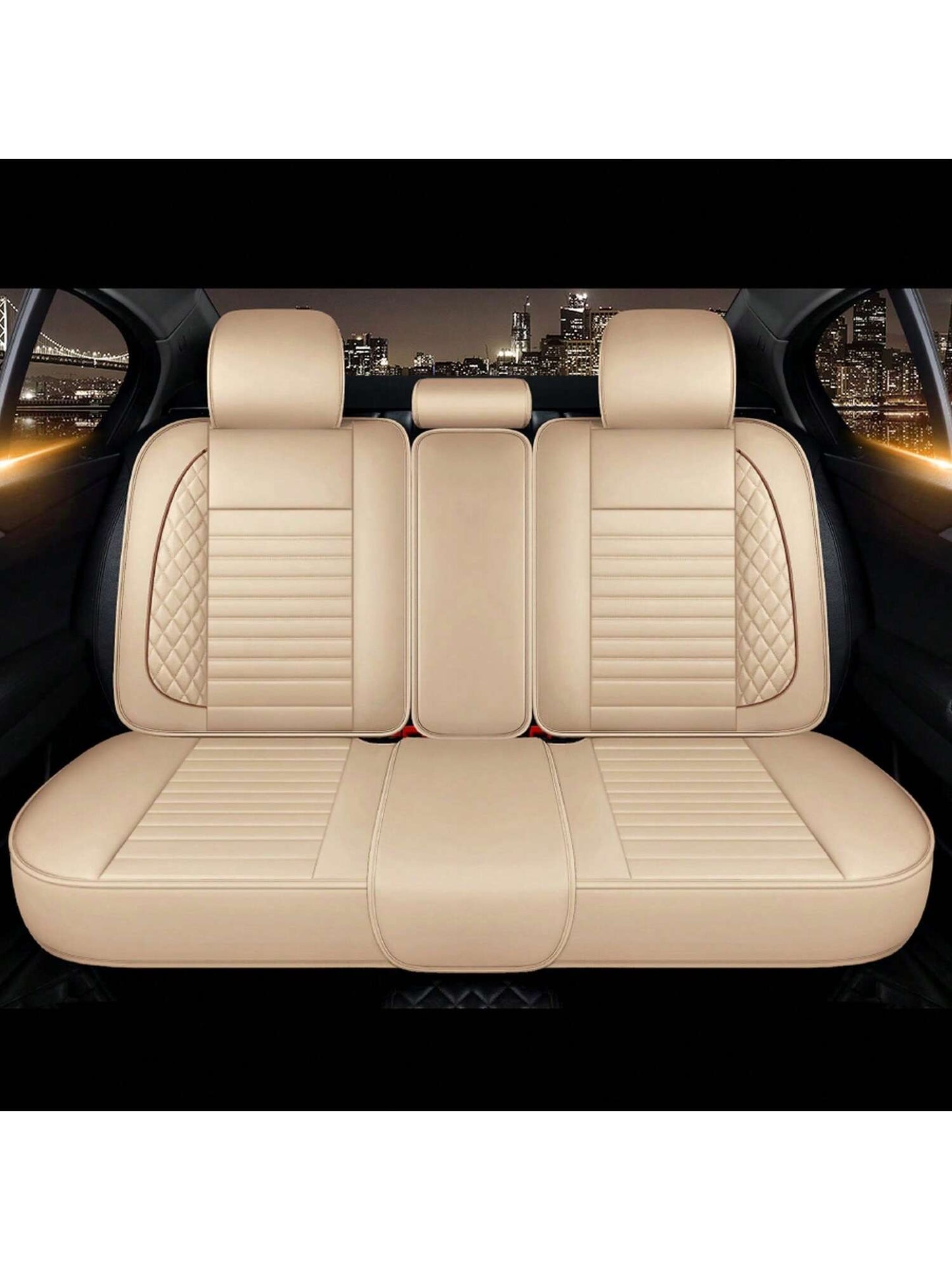 5 Seats Car Seat Covers Full Set PU Leather Front Rear Back Padded Cover Universal Auto Seat Protectors With Or Without Head Pillow For Most Cars Sedan Truck SUV