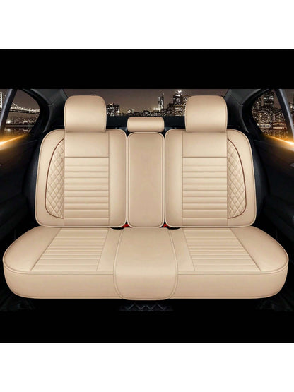 5 Seats Car Seat Covers Full Set PU Leather Front Rear Back Padded Cover Universal Auto Seat Protectors With Or Without Head Pillow For Most Cars Sedan Truck SUV