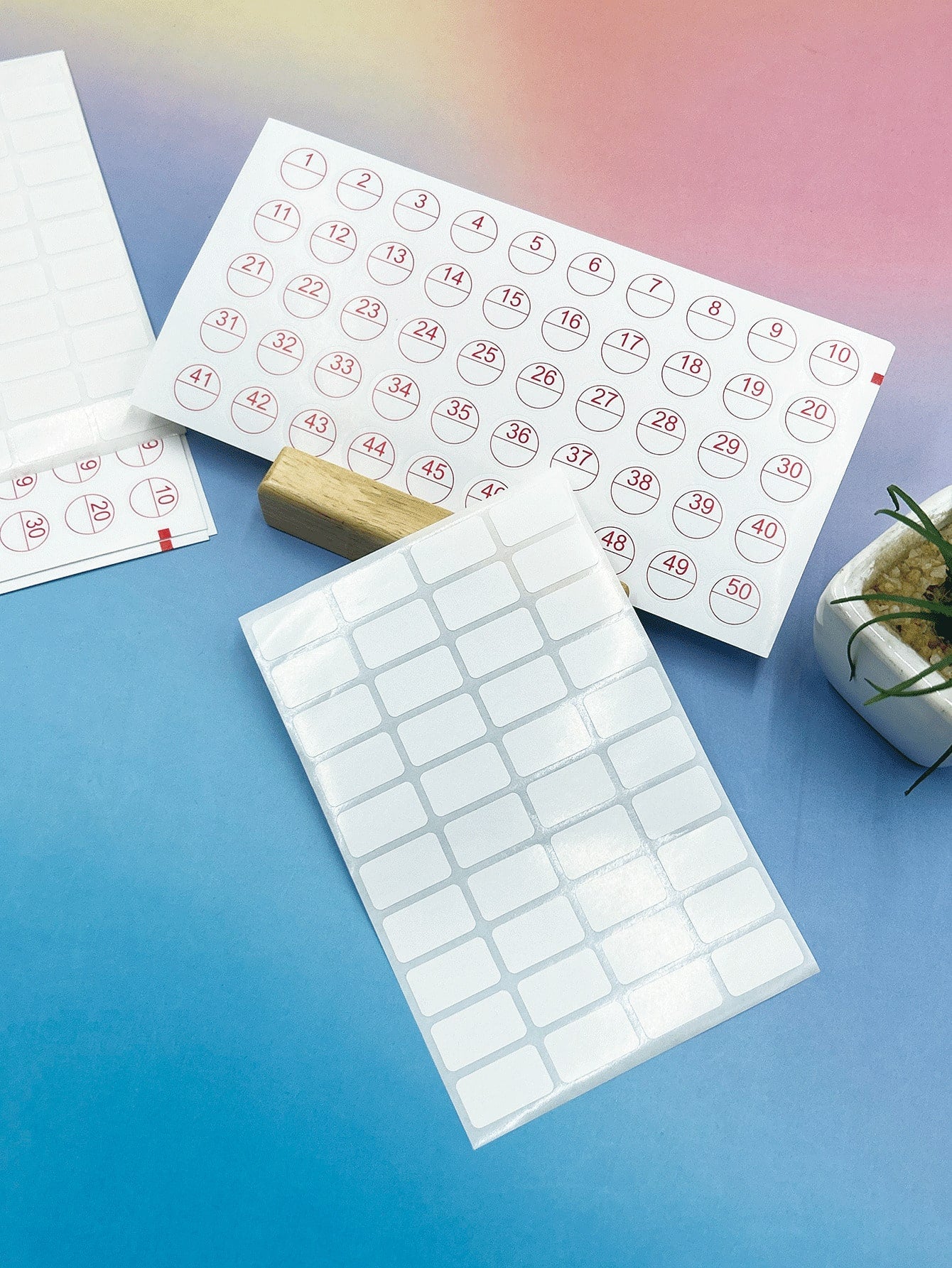 [5 Sheets]Self-Adhesive Label Set, Includes Blank Rectangular Labels And Round 1-50 Numbered Stickers, Compact And Easy To Mark, Suitable For Beaded Jewelry, Cosmetic Decanting, Store Merchandise And