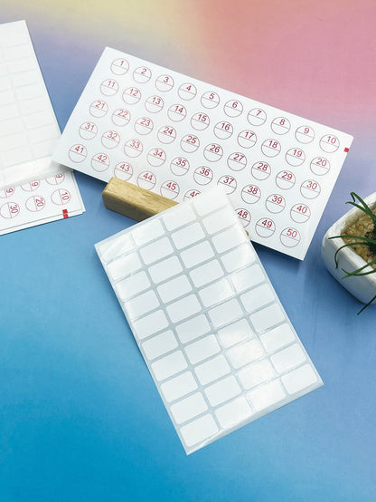 [5 Sheets]Self-Adhesive Label Set, Includes Blank Rectangular Labels And Round 1-50 Numbered Stickers, Compact And Easy To Mark, Suitable For Beaded Jewelry, Cosmetic Decanting, Store Merchandise And