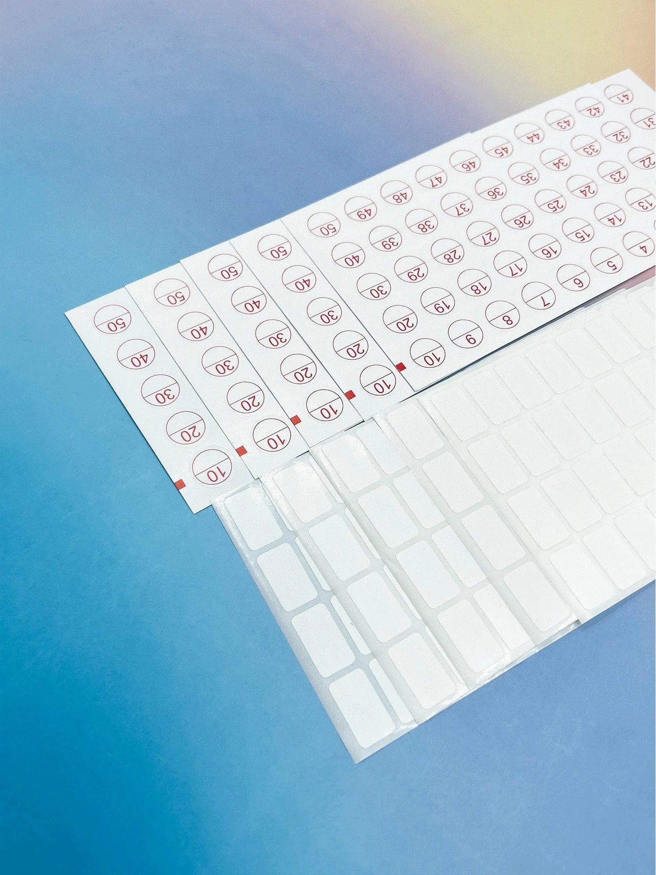 [5 Sheets]Self-Adhesive Label Set, Includes Blank Rectangular Labels And Round 1-50 Numbered Stickers, Compact And Easy To Mark, Suitable For Beaded Jewelry, Cosmetic Decanting, Store Merchandise And