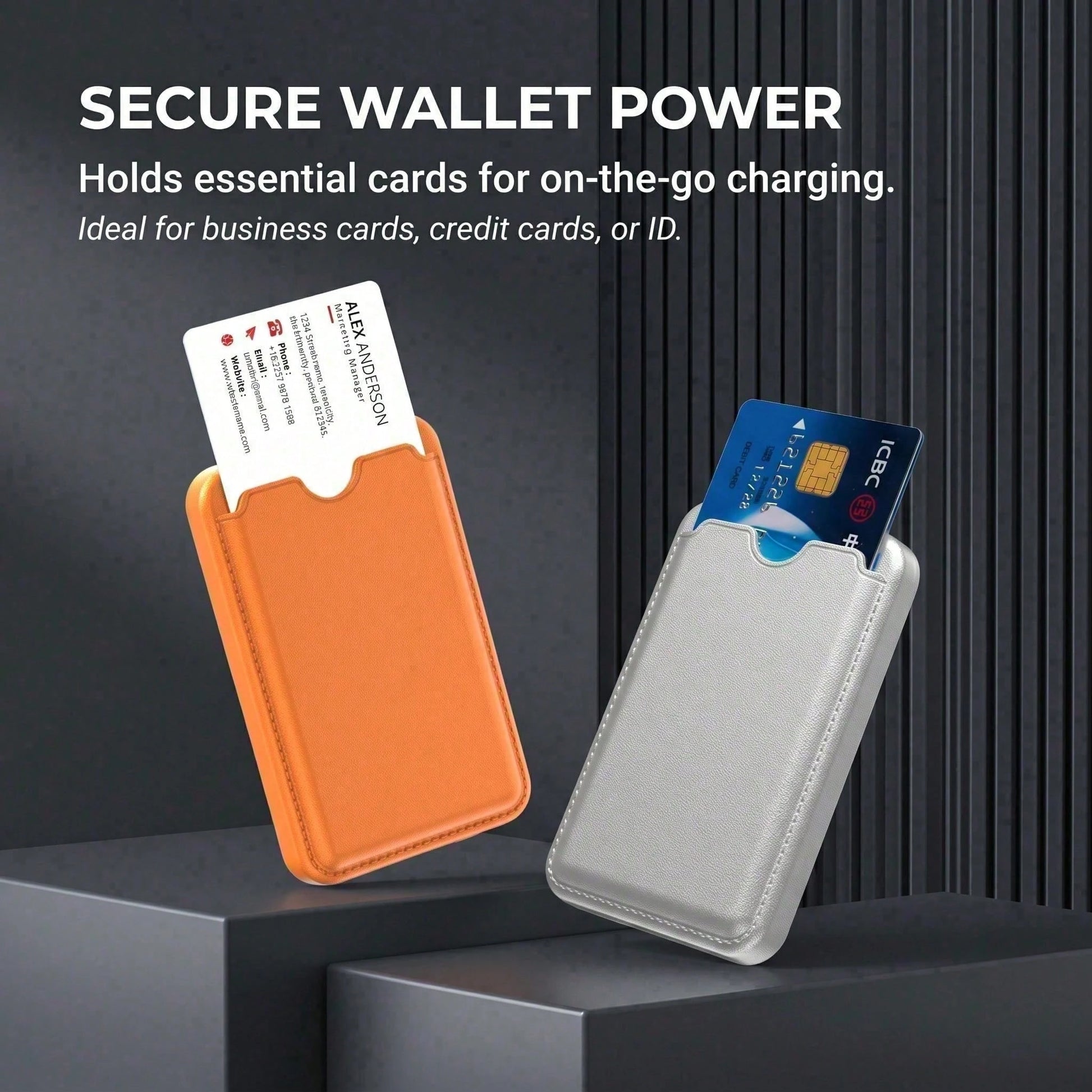 5000mAh Magnetic Wireless Power Bank Wallet Design 15W Wireless Charging 22.5W Wired Fast Charging Built-In Card Slot Ultra Slim Portable Phone Battery Pack Smart Trickle Charging Compatible With IPho