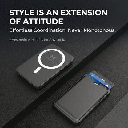 5000mAh Magnetic Wireless Power Bank Wallet Design 15W Wireless Charging 22.5W Wired Fast Charging Built-In Card Slot Ultra Slim Portable Phone Battery Pack Smart Trickle Charging Compatible With IPho