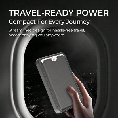 5000mAh Magnetic Wireless Power Bank Wallet Design 15W Wireless Charging 22.5W Wired Fast Charging Built-In Card Slot Ultra Slim Portable Phone Battery Pack Smart Trickle Charging Compatible With IPho