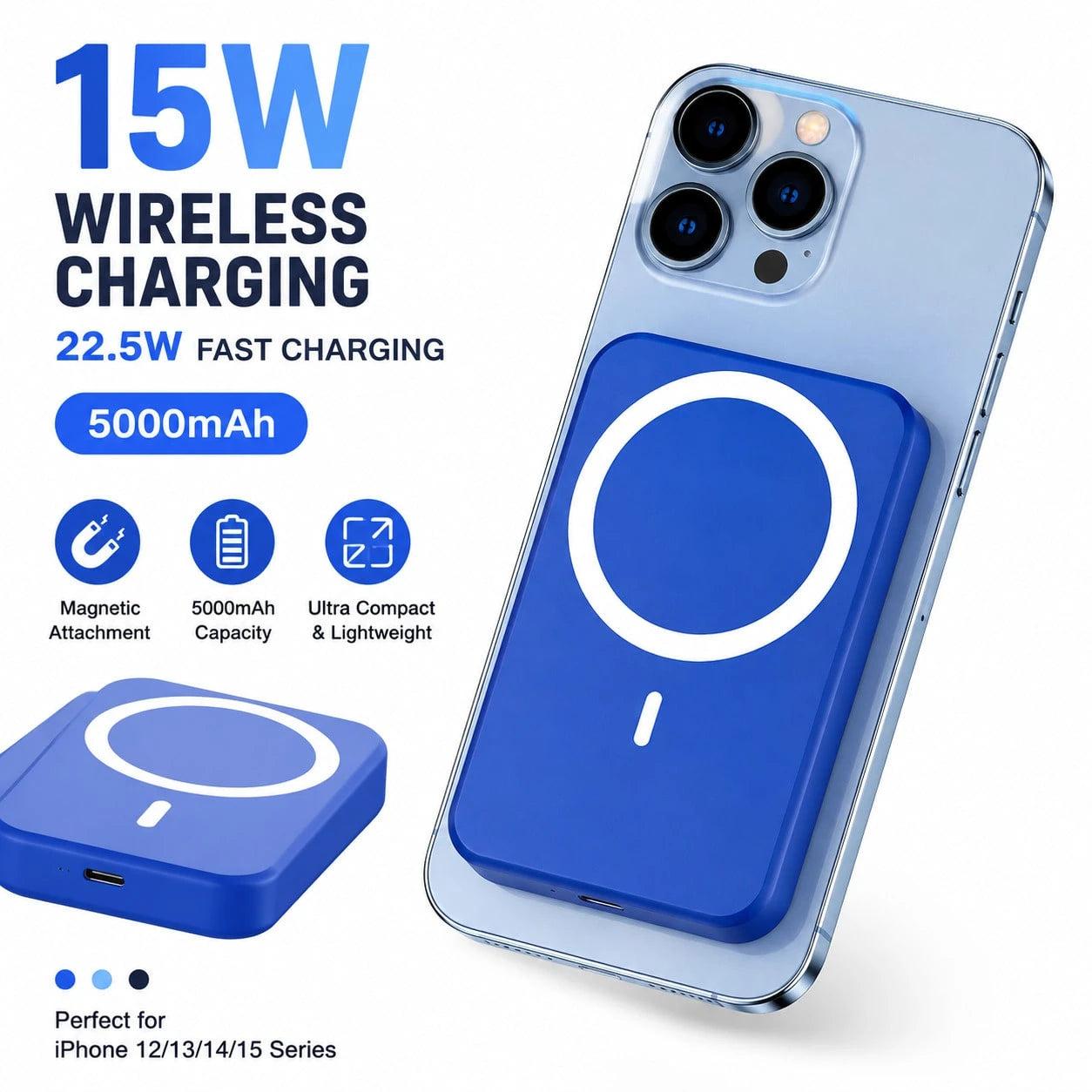 5000mAh Strong Magnetic Wireless Power Bank 15W Wireless Charging 22.5W PD Fast Charging Ultra Slim Portable Charger Travel Essentials Compact Pocket Phone Charger For IPhone 17 Pro 16 Pro Max 15 Plus