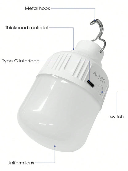 500mAh Camping Light, Emergency Bulb, Hanging Tent Work Light, Rechargeable USB LED Bulb, Outdoor Portable Light (2 Charging Ports Randomly Shipped)