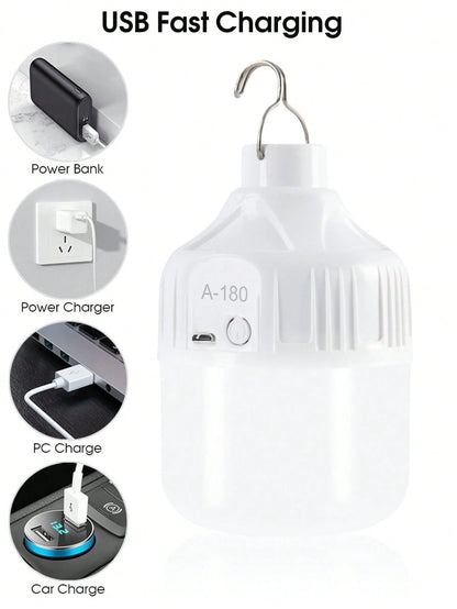 500mAh Camping Light, Emergency Bulb, Hanging Tent Work Light, Rechargeable USB LED Bulb, Outdoor Portable Light (2 Charging Ports Randomly Shipped)