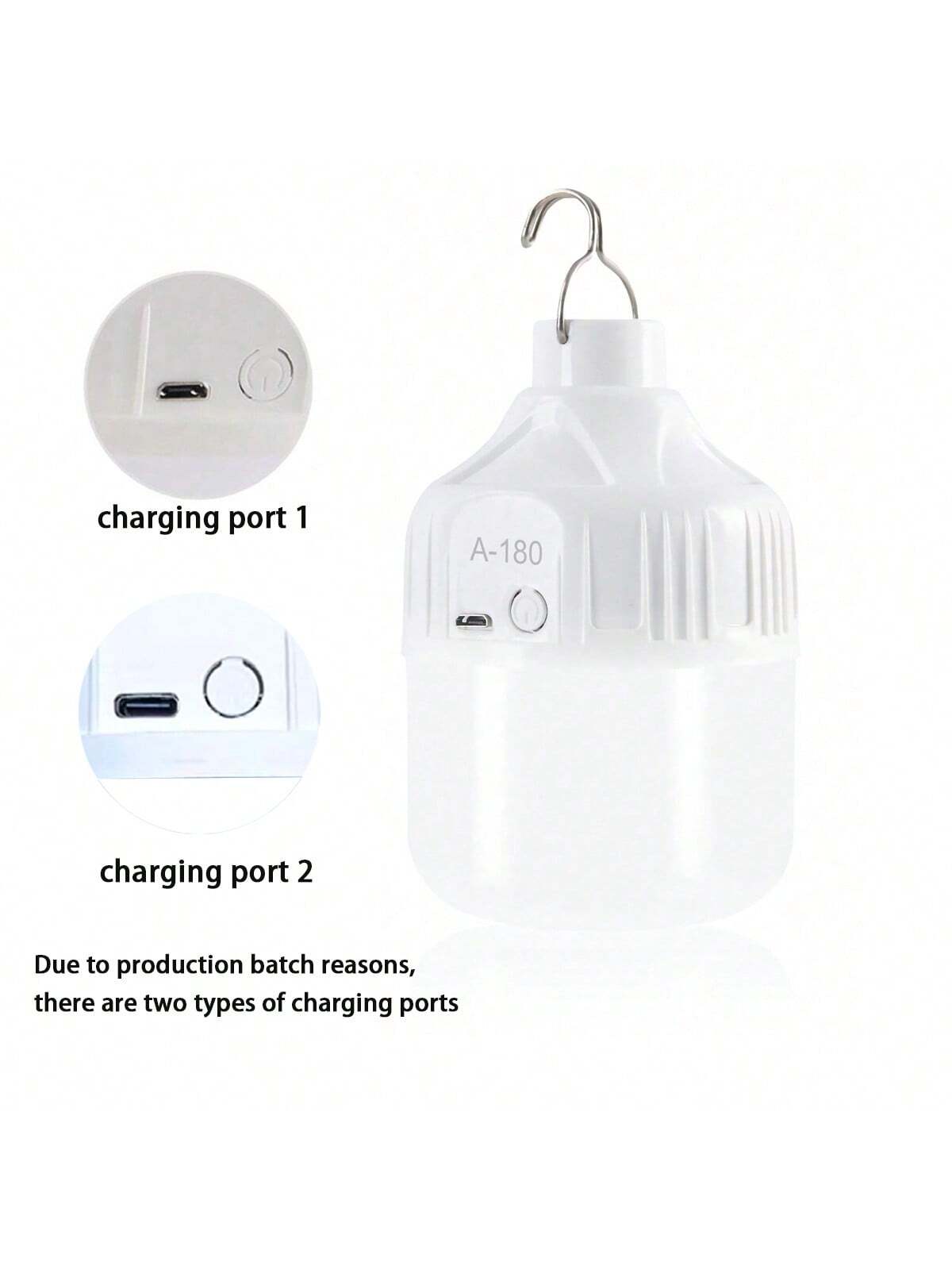 500mAh Camping Light, Emergency Bulb, Hanging Tent Work Light, Rechargeable USB LED Bulb, Outdoor Portable Light (2 Charging Ports Randomly Shipped)