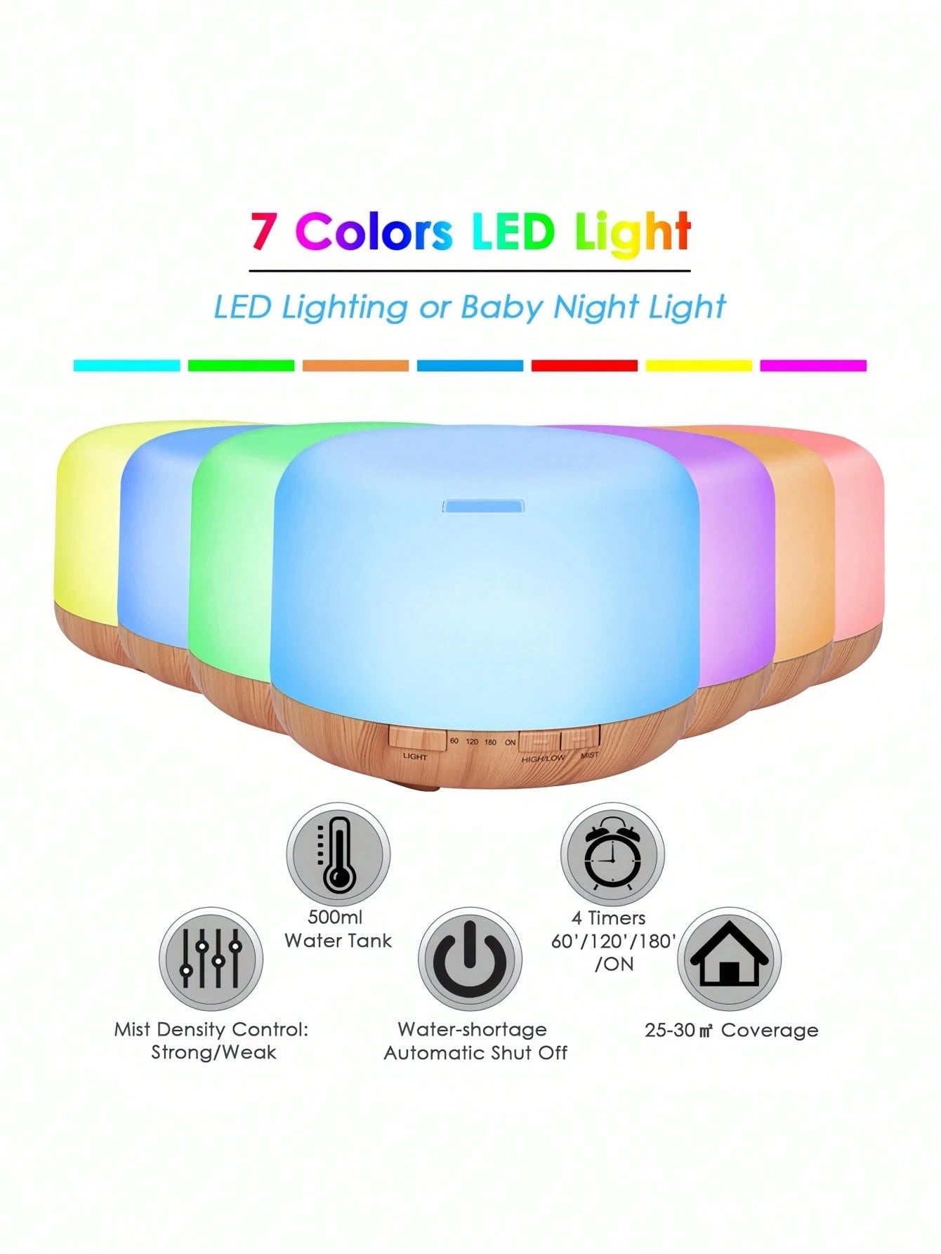 500ml Indoor Humidifier With Remote Control And 10 Essential Oils, Essential Oil Diffuser, Aromatherapy Lamp, Cold Mist Aromatherapy Diffuser, Silent Design, Timer And Automatic Shutdown, Suitable For