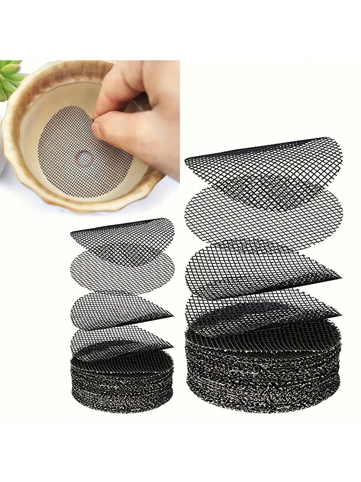 50pcs Flower Pot Hole Mesh Pad, Round Drainage Hole Screens Prevent Soil Loss Anti, Plant Drainage Screens Gasket, Bonsai Pot Bottom Grid Mat Mesh, Gardening Supplies