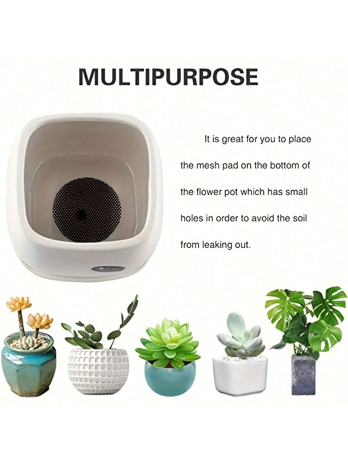 50pcs Flower Pot Hole Mesh Pad, Round Drainage Hole Screens Prevent Soil Loss Anti, Plant Drainage Screens Gasket, Bonsai Pot Bottom Grid Mat Mesh, Gardening Supplies