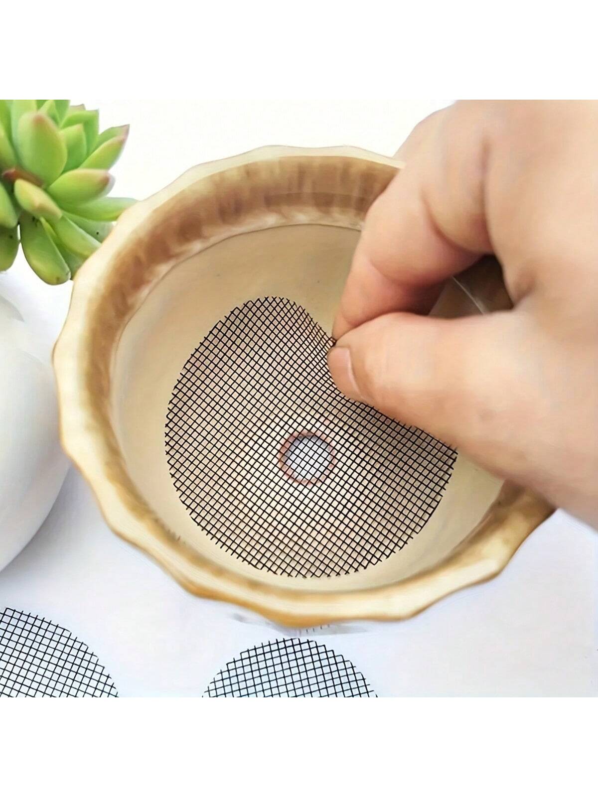 50pcs Flower Pot Hole Mesh Pad, Round Drainage Hole Screens Prevent Soil Loss Anti, Plant Drainage Screens Gasket, Bonsai Pot Bottom Grid Mat Mesh, Gardening Supplies