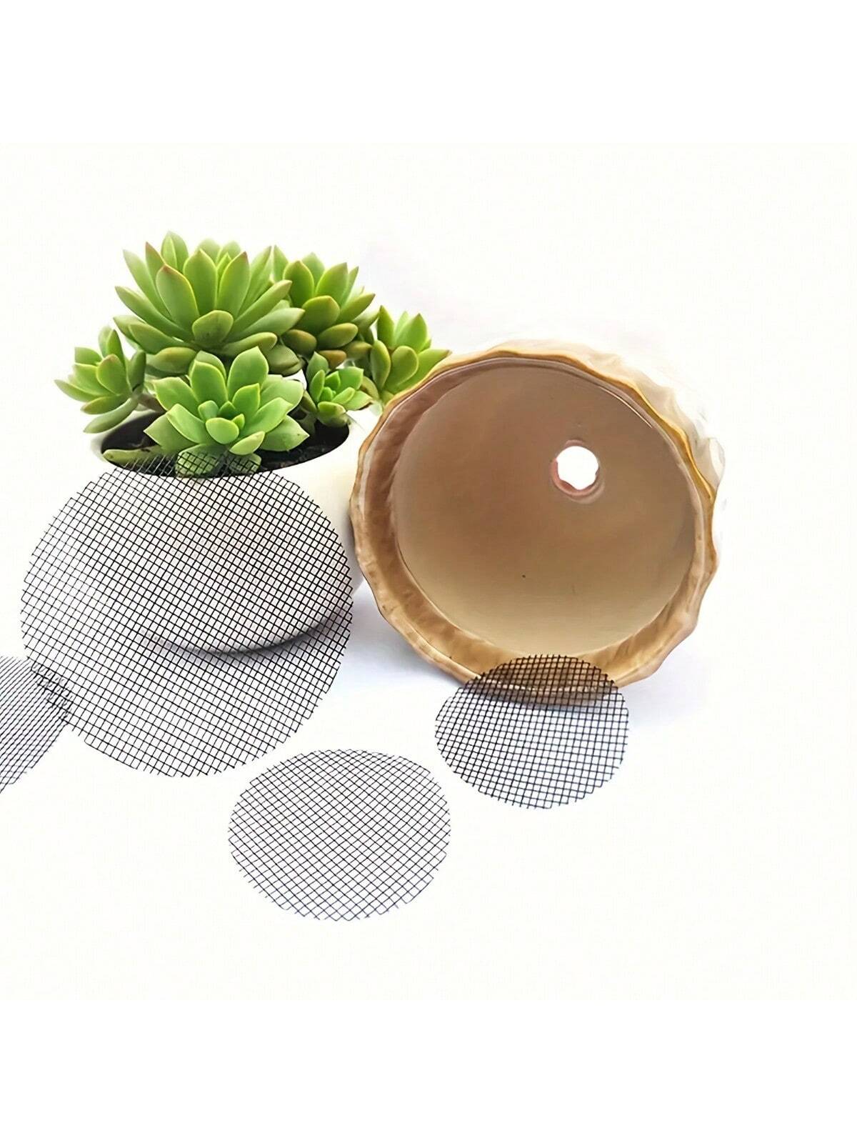 50pcs Flower Pot Hole Mesh Pad, Round Drainage Hole Screens Prevent Soil Loss Anti, Plant Drainage Screens Gasket, Bonsai Pot Bottom Grid Mat Mesh, Gardening Supplies