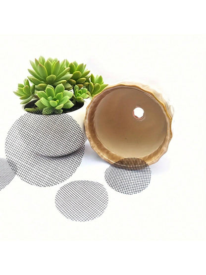 50pcs Flower Pot Hole Mesh Pad, Round Drainage Hole Screens Prevent Soil Loss Anti, Plant Drainage Screens Gasket, Bonsai Pot Bottom Grid Mat Mesh, Gardening Supplies
