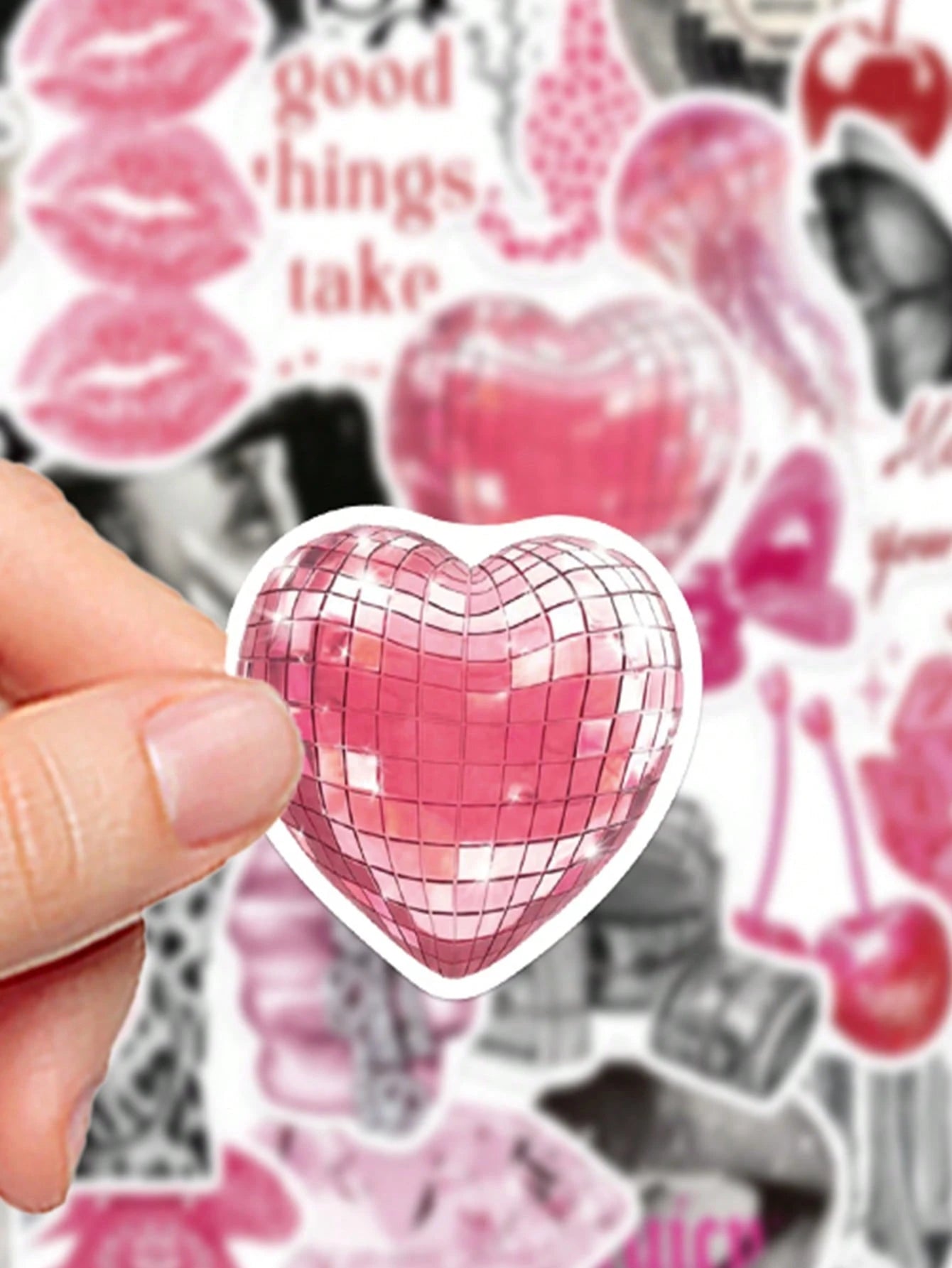 50pcs Pink Lucky Girl Stickers For Scrapbooking, Journaling, Planner, Luggage, Envelopes, Greeting Cards, Phone Case, Skateboard, Tablet, Guitar, Sealing, Party Gifts