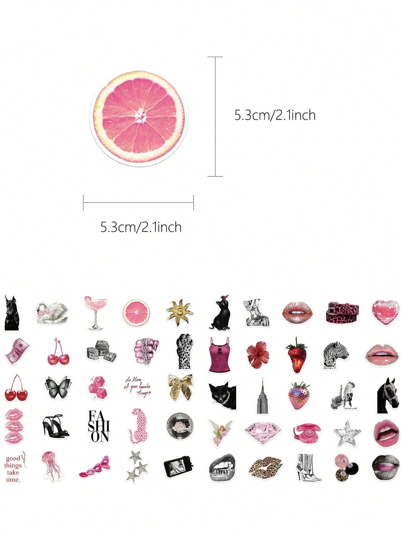 50pcs Pink Lucky Girl Stickers For Scrapbooking, Journaling, Planner, Luggage, Envelopes, Greeting Cards, Phone Case, Skateboard, Tablet, Guitar, Sealing, Party Gifts