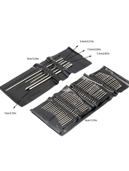 55pcs Stainless Steel Needle, Embroidery Needles For Hand Sewing, Easy Side Threading, Stitching Tools