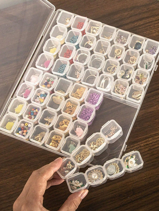 56 Compartment/4 Compartment Jewelry Box, Portable Detachable Storage Box, DIY Organizer Box, Desktop Storage Box With Lid, Pill/Medicine Storage Box, Transparent Plastic Organizer Box, Suitable For R