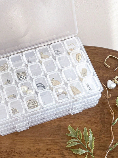 56 Compartment/4 Compartment Jewelry Box, Portable Detachable Storage Box, DIY Organizer Box, Desktop Storage Box With Lid, Pill/Medicine Storage Box, Transparent Plastic Organizer Box, Suitable For R