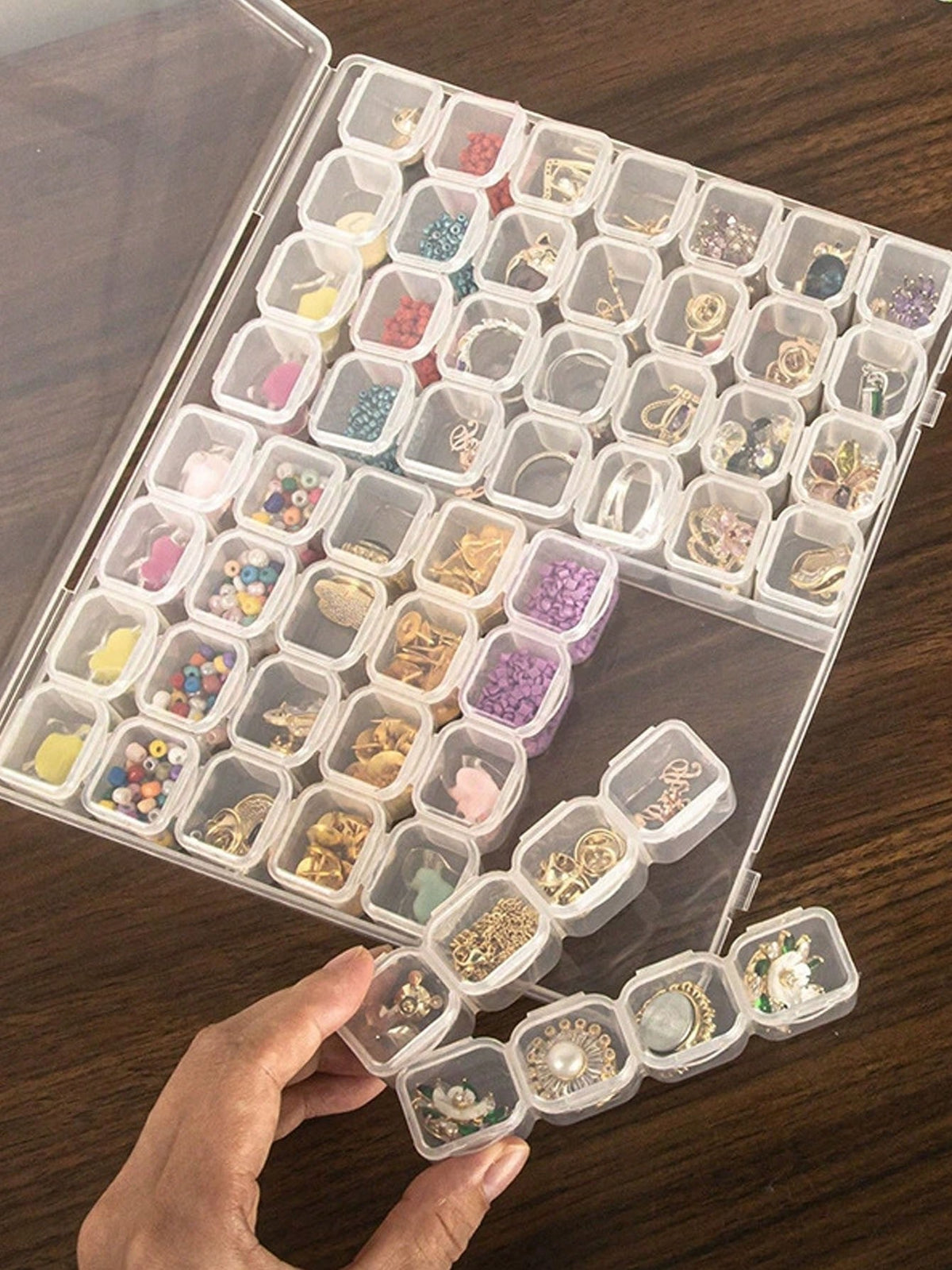 56 Compartment/4 Compartment Jewelry Box, Portable Detachable Storage Box, DIY Organizer Box, Desktop Storage Box With Lid, Pill/Medicine Storage Box, Transparent Plastic Organizer Box, Suitable For R
