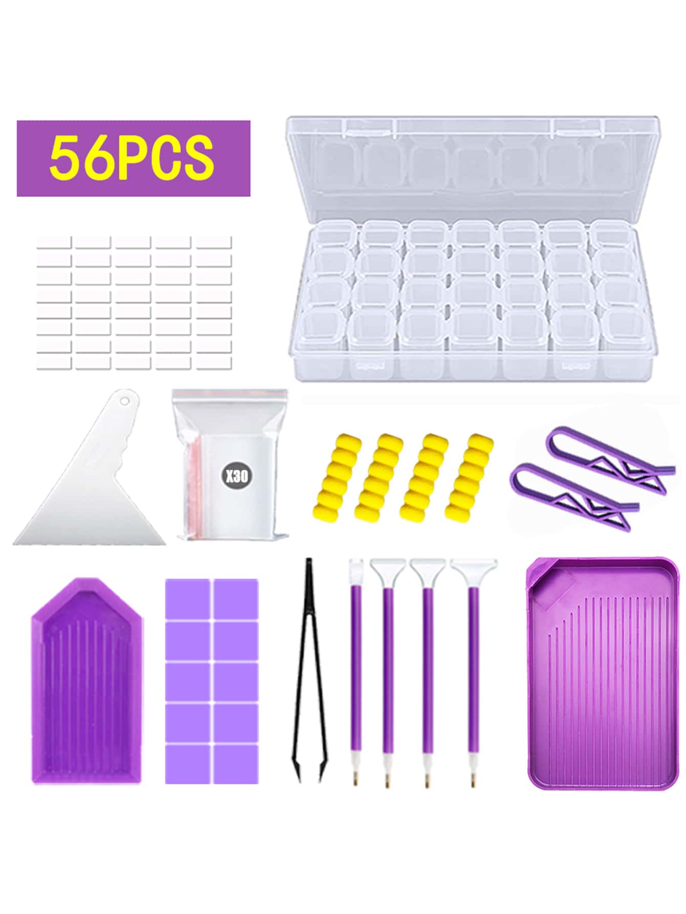 56pcs Creative ABS Diamond Painting Tool Set,Daily Solid Diamond Art Accessory And Tool Kit For Adults DIY Art Craft