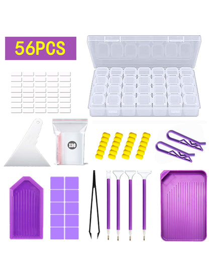56pcs Creative ABS Diamond Painting Tool Set,Daily Solid Diamond Art Accessory And Tool Kit For Adults DIY Art Craft