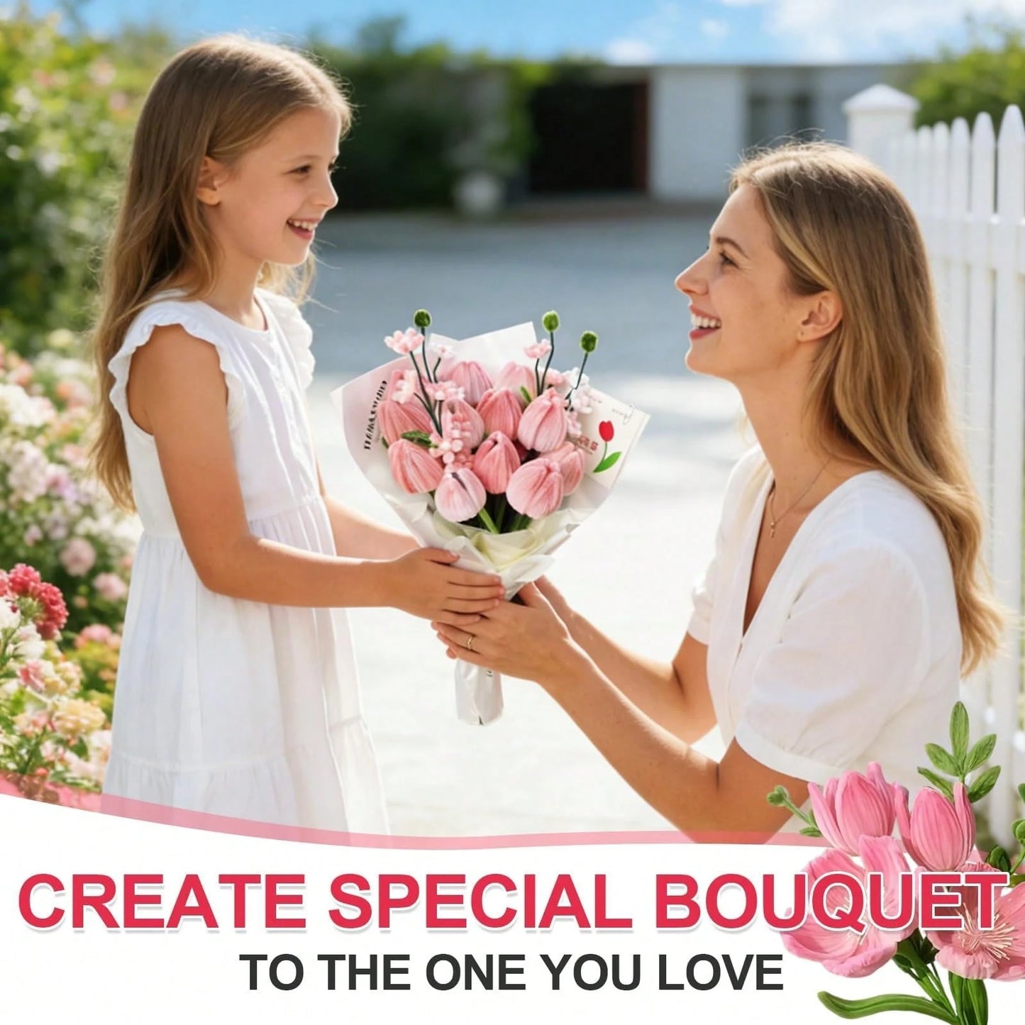 576Pcs Multi-Color Pipe Cleaner Flower Bouquet DIY Kit, Soft Fuzzy Chenille Stems Craft Supplies, 400 Assorted Pipe Cleaners, Floral Stems, Floral Tape, Step-By-Step Guide & Tutorial Video, Beginner H
