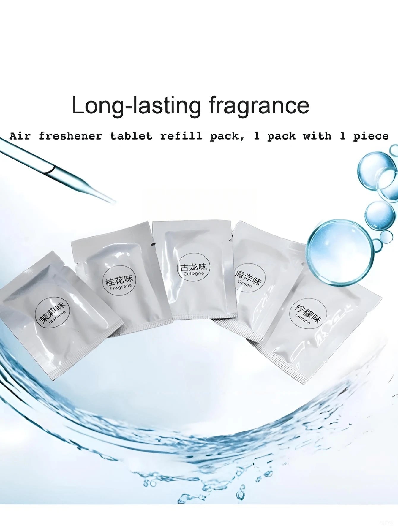 5PCS/10PCS Car Air Freshener Solid Fragrance Replacement Sheets, Lemon Peach Cologne Bluebell Jasmine Osmanthus Ocean Lavender Scents, Car AC Vent Freshener Refill Tablets, Long Lasting Odor Eliminato