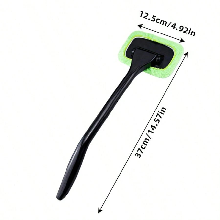 5pcs Car Cleaning Set, 1 Handle + 4 Replacement Cloths, Windshield Cleaning Tool, Reusable Cloth Pads, Car Interior Window Cleaning Stick, Car Wiper Cleaning Brush, For Dust Cleaning