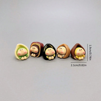5pcs Charming Adult Nut Car Hanging Ornament, Healing Style Rearview Mirror Pendant, Car Dashboard Decor, Office Desk Ornament, Car Decoration, Workstation Desk Ornament, Suitable For Multiple Scenes