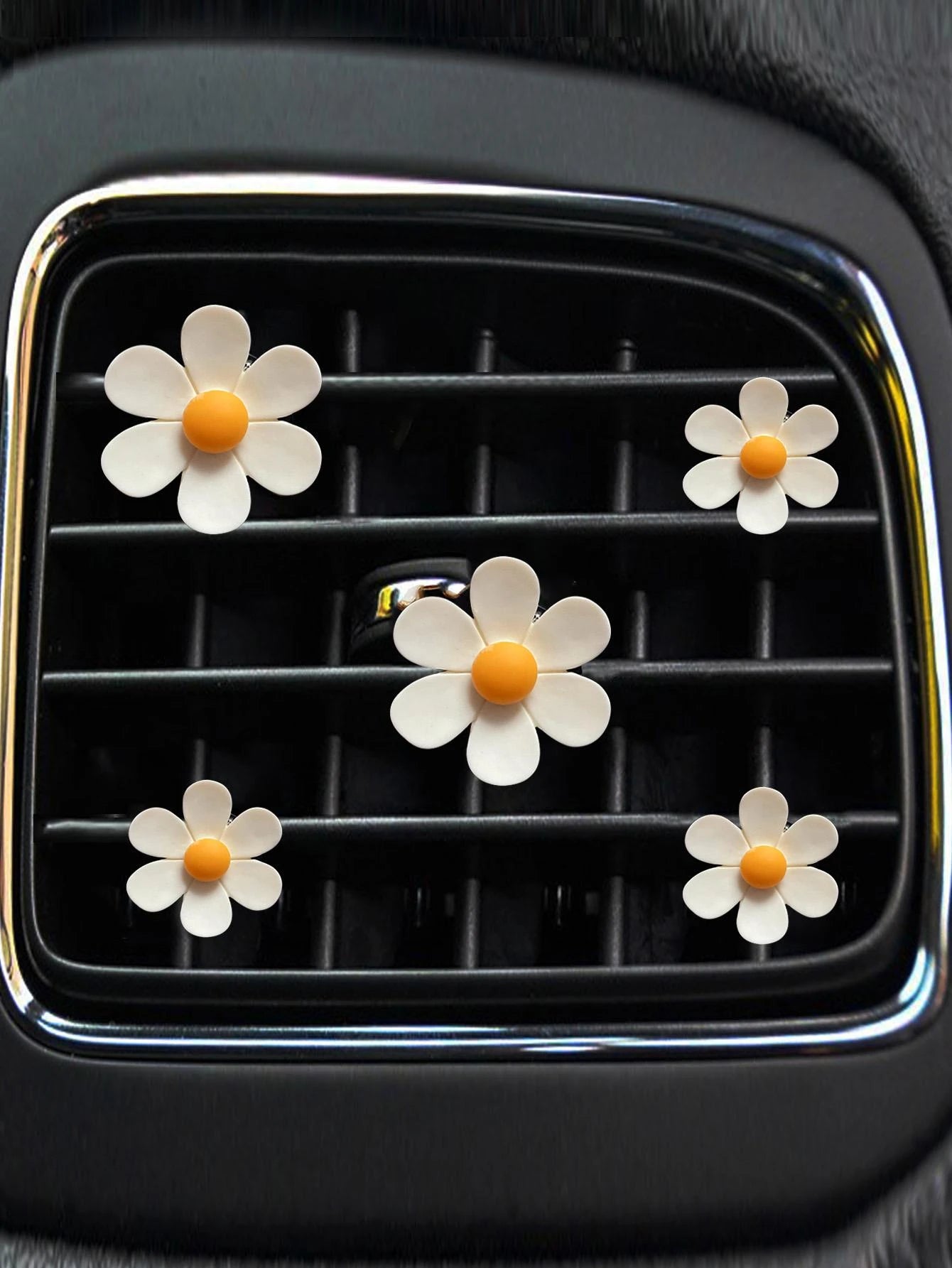 5pcs Cute Daisy Car Air Vent Aromatherapy Clip, Car Air Conditioner Decoration Clip, Flower Car Interior Ornament, Car Aromatherapy Decoration