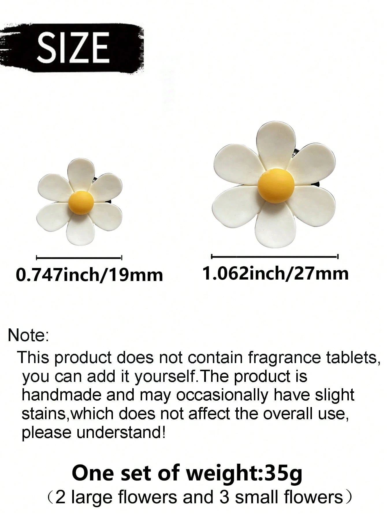 5pcs Cute Daisy Car Air Vent Aromatherapy Clip, Car Air Conditioner Decoration Clip, Flower Car Interior Ornament, Car Aromatherapy Decoration