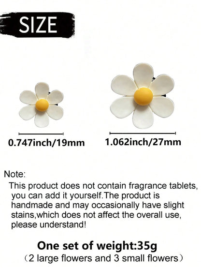 5pcs Cute Daisy Car Air Vent Aromatherapy Clip, Car Air Conditioner Decoration Clip, Flower Car Interior Ornament, Car Aromatherapy Decoration