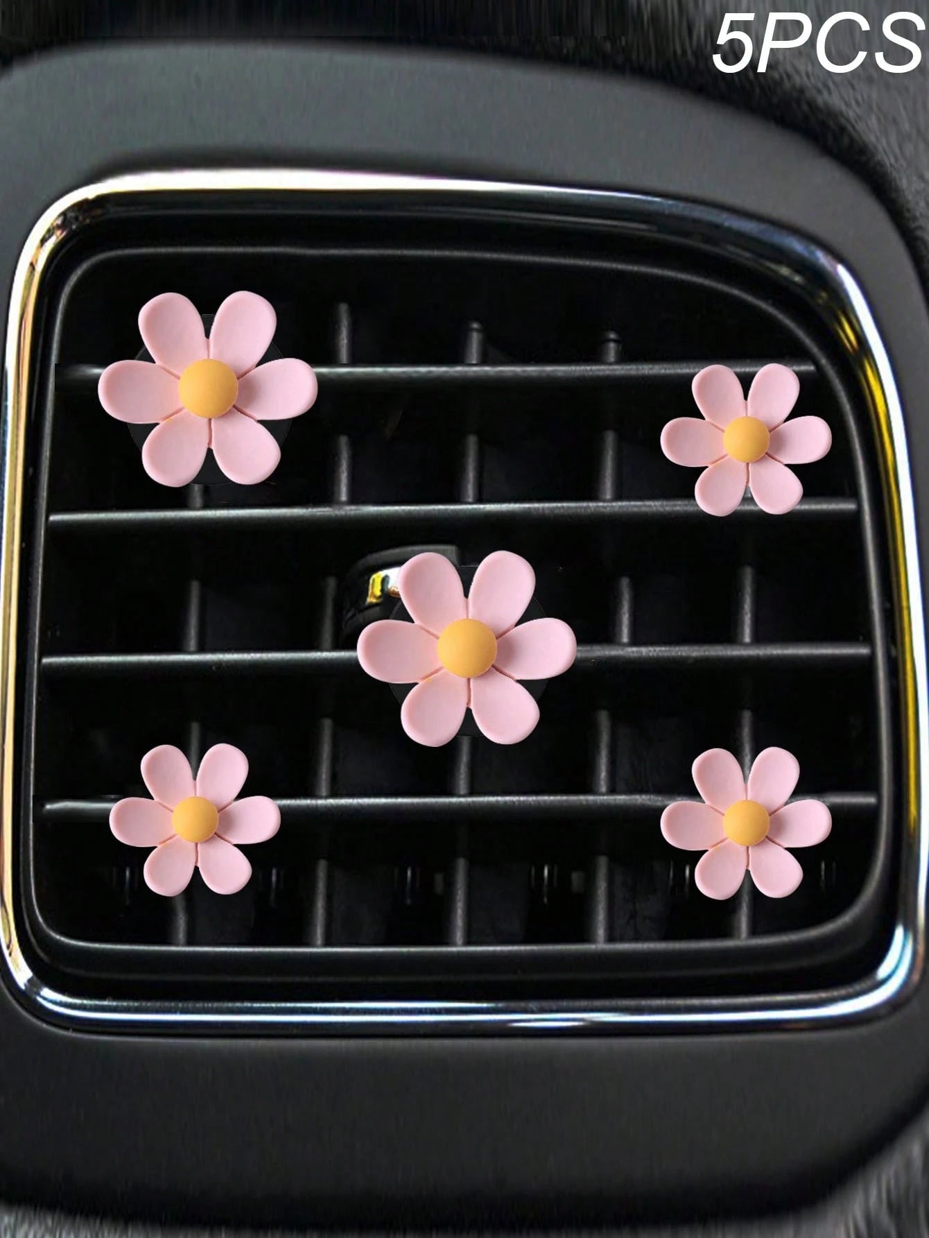 5pcs Cute Daisy Car Air Vent Aromatherapy Clip, Car Air Conditioner Decoration Clip, Flower Car Interior Ornament, Car Aromatherapy Decoration