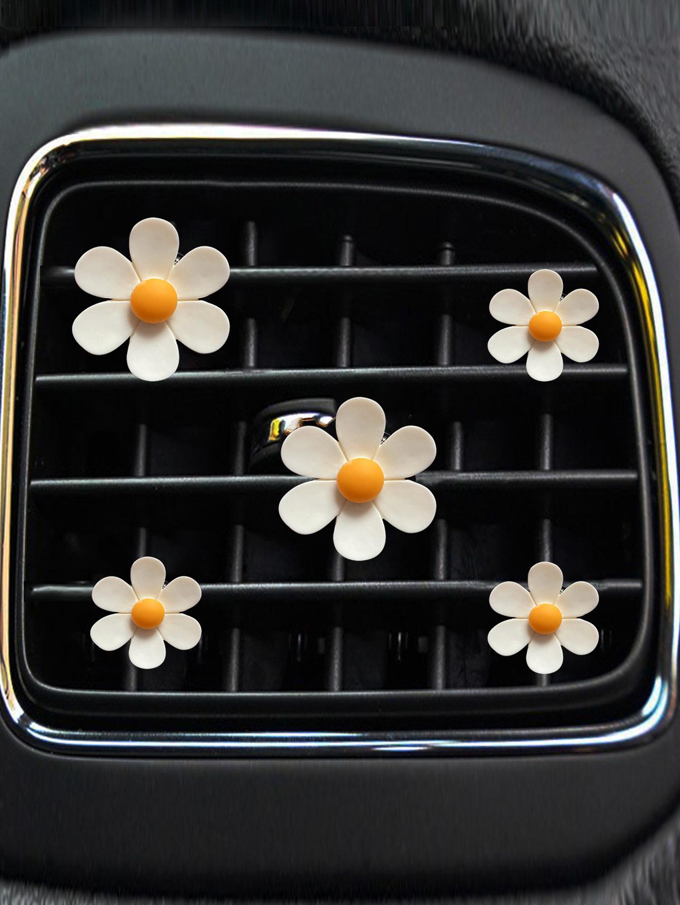 5pcs Cute Daisy Car Air Vent Aromatherapy Clip, Car Air Conditioner Decoration Clip, Flower Car Interior Ornament, Car Aromatherapy Decoration