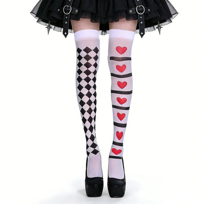 5pcs Heart Queen Costume Accessories Set For Women- Heart Crown, Red Heart Earrings, Magic Wand And Socks, Halloween Role Play Party Costume