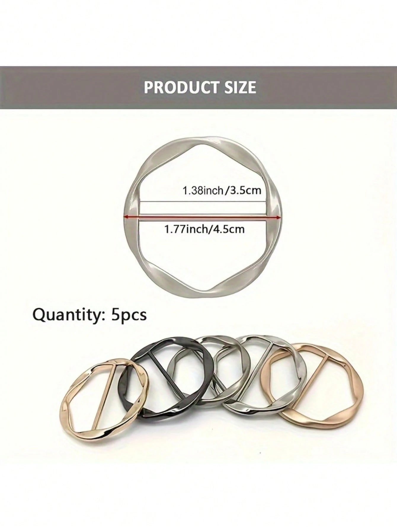 5pcs Multi-Functional Alloy Buckle Set - Versatile, Matching, Can Shorten Length, Can Tie Knots, Suitable For Belts, Waistbands And T-Shirts, Casual Style