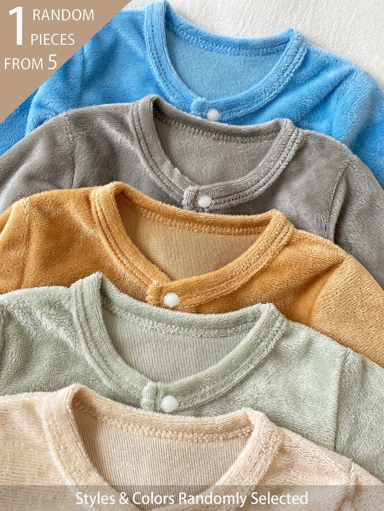 5pcs Randomly Sent 1pc Autumn/Winter Newborn Home Wear Jumpsuit Cute Puppy Elephant Koala Embroidery Apricot Green Blue Khaki Grey Single-Sided Crystal Plush Plush Casual Minimalist Long Sleeve