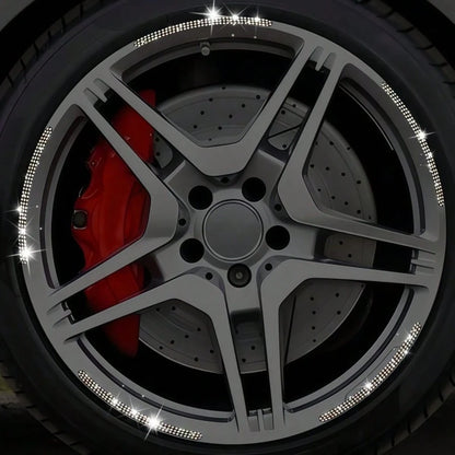 5pcs Rhinestone Wheel Rim Decorative Stickers, Decorative And Warning Function, Strong Adhesion And Durable, Suitable For Cars, Motorcycles, Bicycles, Tricycles, Essential Car Accessories For Personal