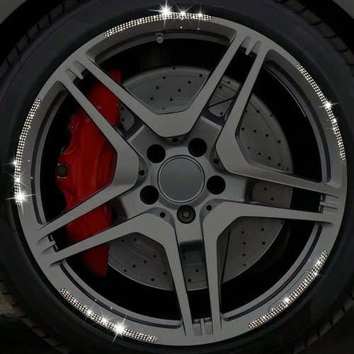 5pcs Rhinestone Wheel Rim Decorative Stickers, Decorative And Warning Function, Strong Adhesion And Durable, Suitable For Cars, Motorcycles, Bicycles, Tricycles, Essential Car Accessories For Personal