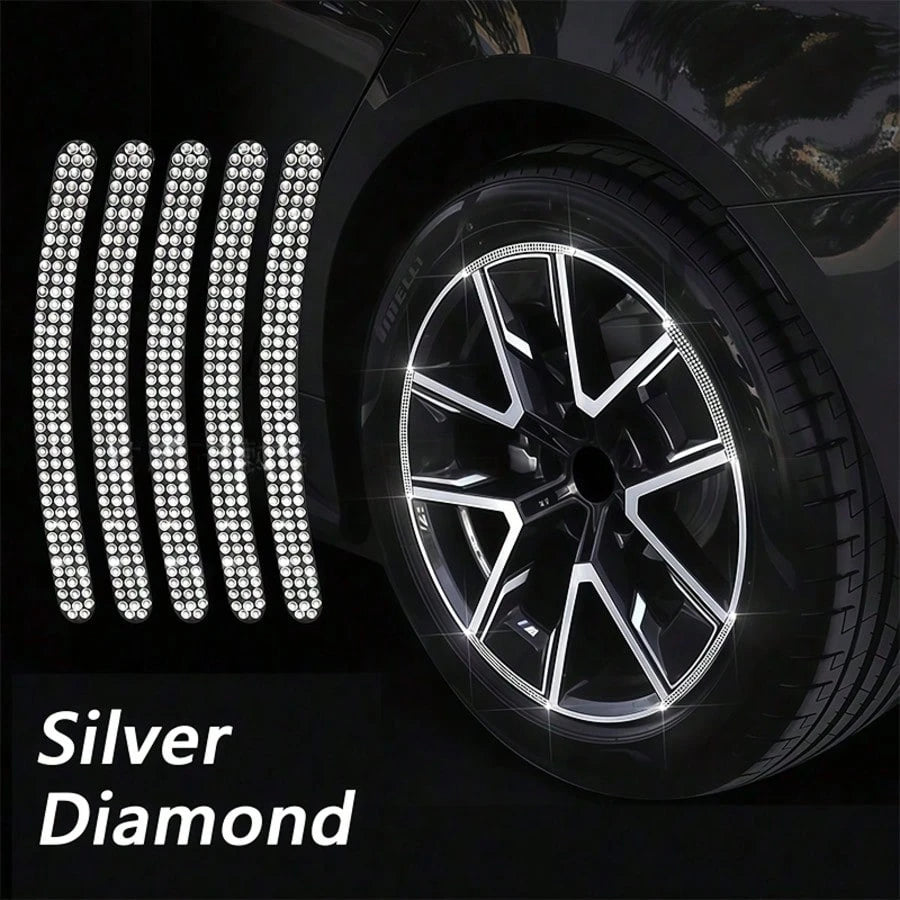 5pcs Rhinestone Wheel Rim Decorative Stickers, Decorative And Warning Function, Strong Adhesion And Durable, Suitable For Cars, Motorcycles, Bicycles, Tricycles, Essential Car Accessories For Personal