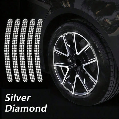 5pcs Rhinestone Wheel Rim Decorative Stickers, Decorative And Warning Function, Strong Adhesion And Durable, Suitable For Cars, Motorcycles, Bicycles, Tricycles, Essential Car Accessories For Personal