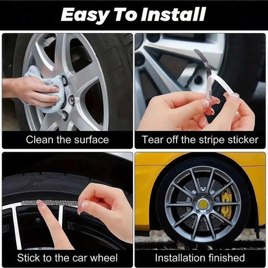 5pcs Rhinestone Wheel Rim Decorative Stickers, Decorative And Warning Function, Strong Adhesion And Durable, Suitable For Cars, Motorcycles, Bicycles, Tricycles, Essential Car Accessories For Personal