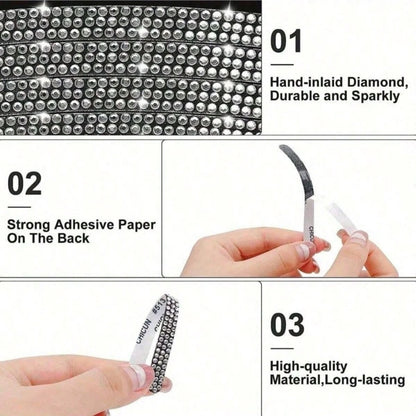 5pcs Rhinestone Wheel Rim Decorative Stickers, Decorative And Warning Function, Strong Adhesion And Durable, Suitable For Cars, Motorcycles, Bicycles, Tricycles, Essential Car Accessories For Personal
