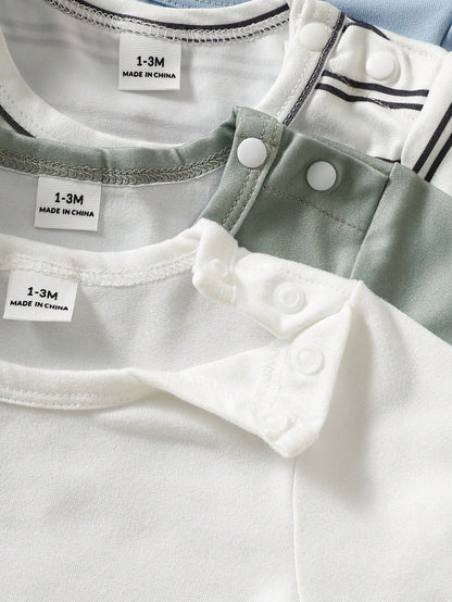 5pcs/Set Newborn Baby Cute Outfit, Short T-Shirt + Pants, Summer