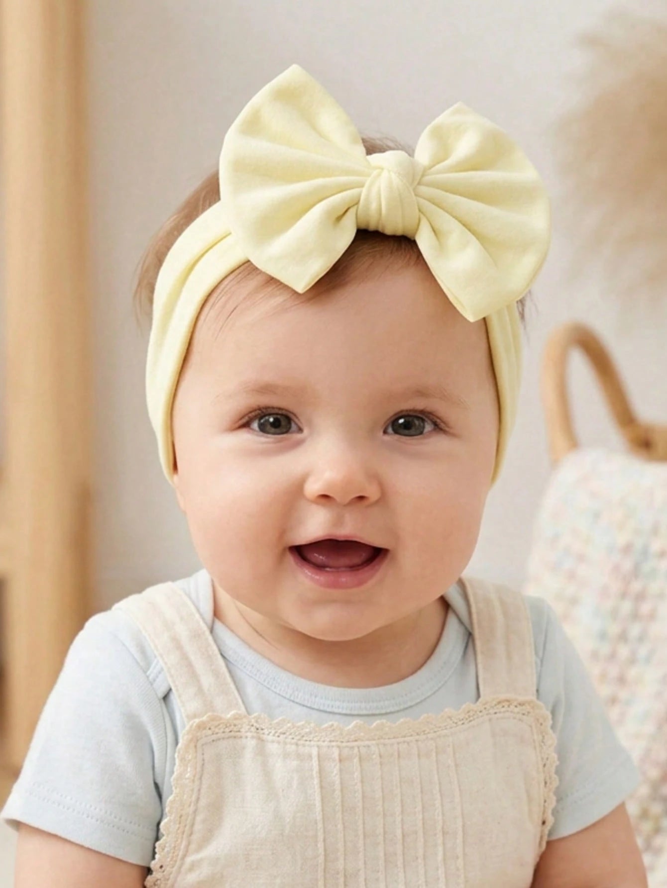 5pcs Summer Coffee Color Nylon Elastic Bow Decor Baby Headband, Soft Skin-Friendly Baby Hair Accessory, Versatile Princess Hair Accessory Suitable For Daily Use In All Seasons