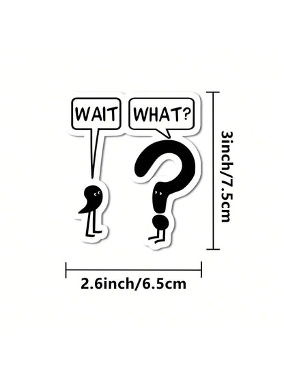 5pcs Wait, What? Vinyl Sticker| Funny Sarcastic Die Cut Sticker For Laptops, Cars & Water Bottles| EmotionalSupport & Mental Health Awareness Decal| Great Gifts For Teachers & Book Lovers