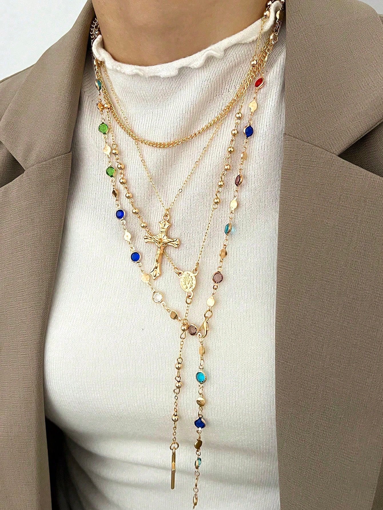 5pcs Y Shaped Necklace Set Fashion Minimalist Elegant Vintage Design Bow Water Drop Heart Rhinestone Faux Pearl Tassel Pendant Holiday Party Daily Wea