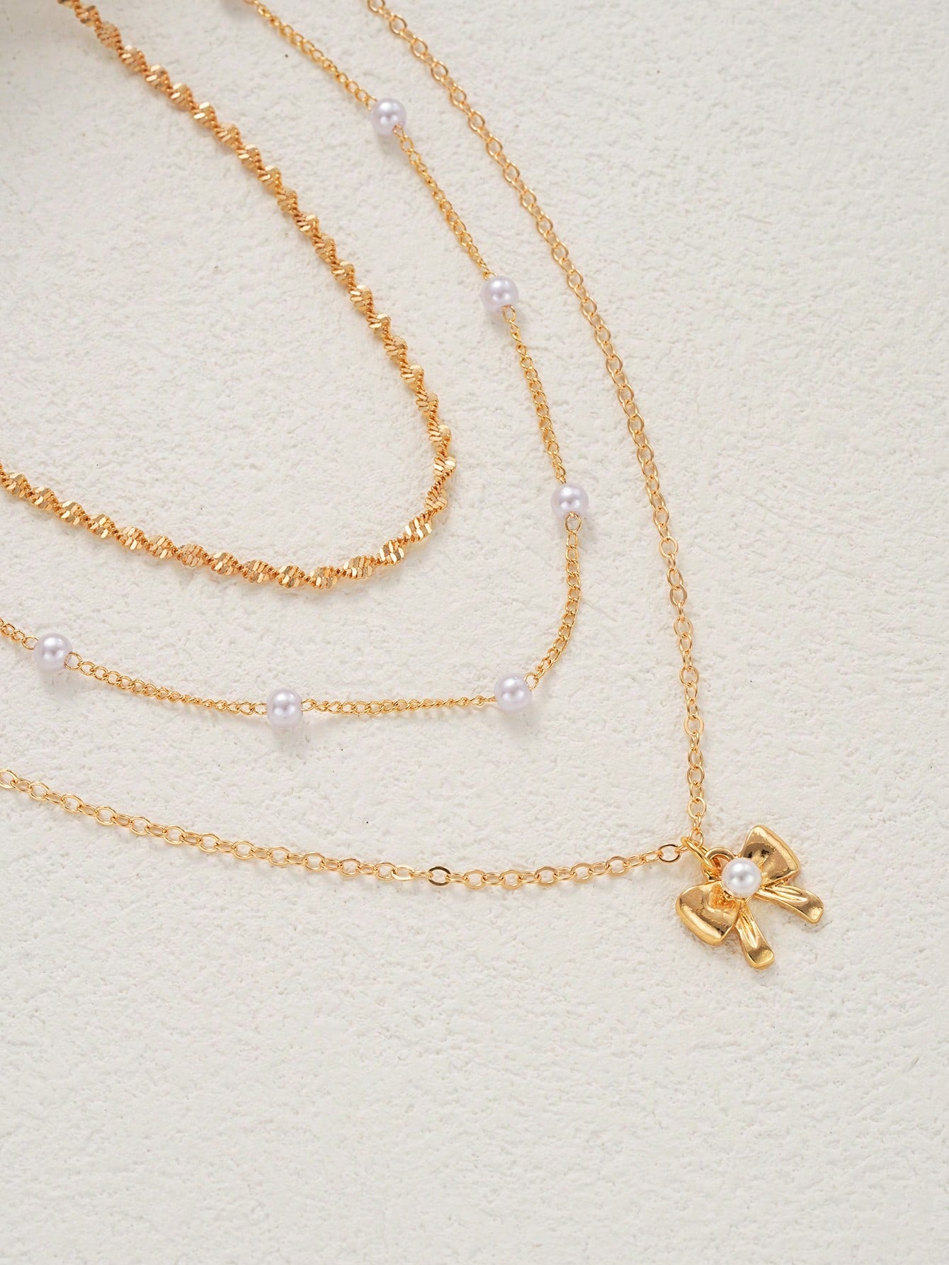 5pcs Y Shaped Necklace Set Fashion Minimalist Elegant Vintage Design Bow Water Drop Heart Rhinestone Faux Pearl Tassel Pendant Holiday Party Daily Wea