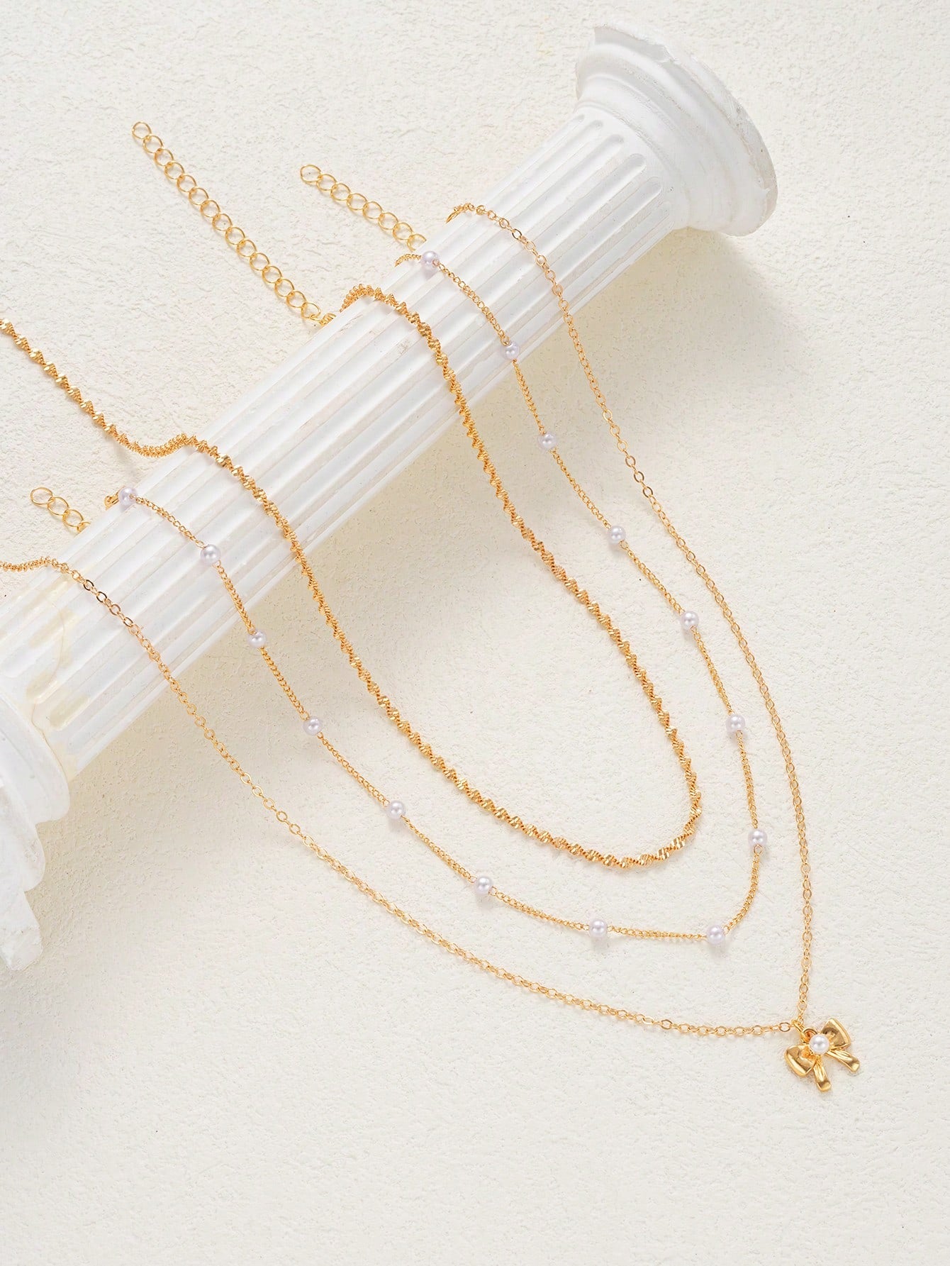 5pcs Y Shaped Necklace Set Fashion Minimalist Elegant Vintage Design Bow Water Drop Heart Rhinestone Faux Pearl Tassel Pendant Holiday Party Daily Wea